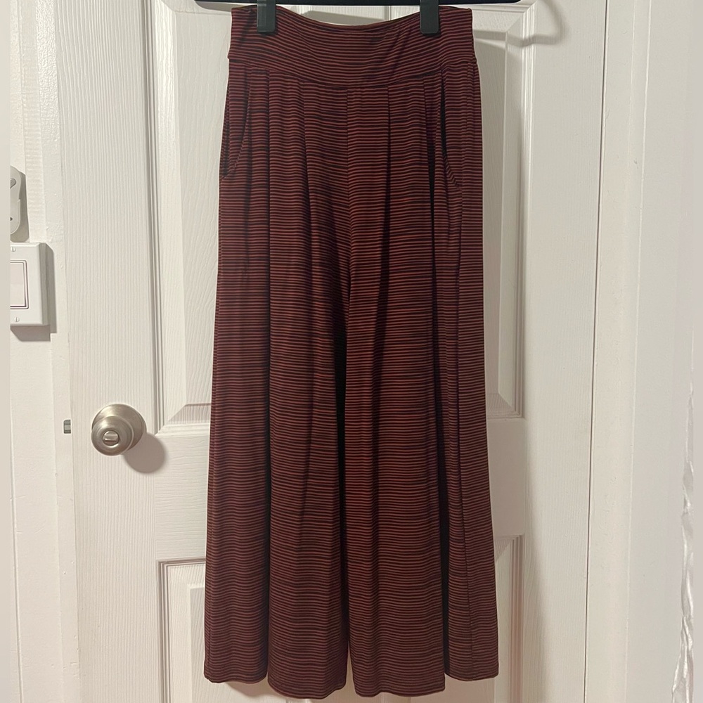Fighting Eel Red and Black Striped Wide Leg Pallazo Pants